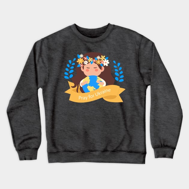 Pray For Ukraine Crewneck Sweatshirt by Mako Design 